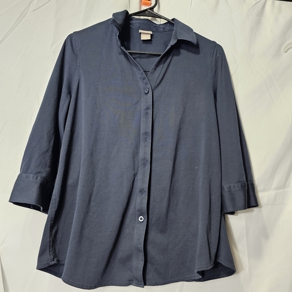 Chico's 3/4 sleeves button down 100% cotton blouse - Picture 1 of 4